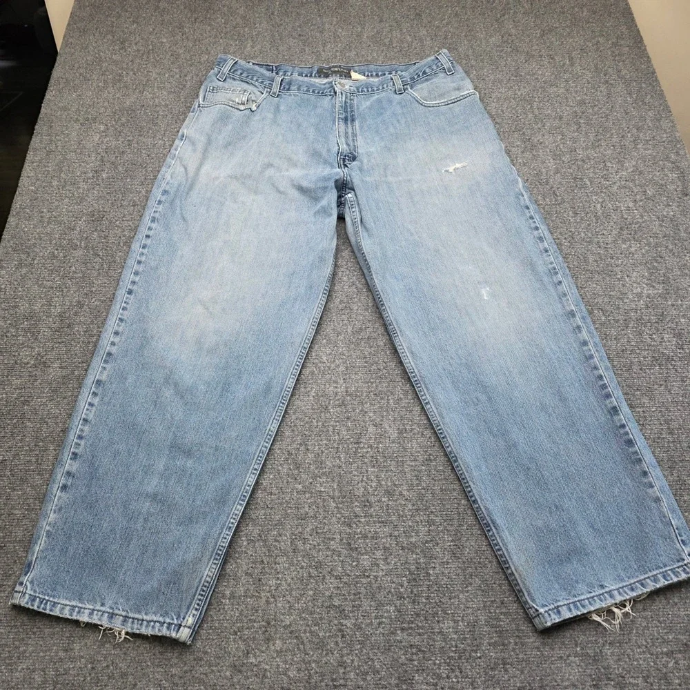 VTG Levi's SilverTab Baggy Fit Jeans Mens 40x30 Light Wash Distressed Skater Y2K